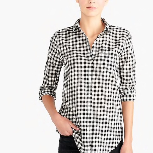 J. Crew Homespun Popover Shirt Boy Fit Gray and white checkered print XS - Picture 8 of 8